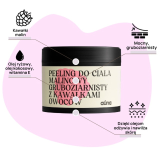 Gruboziarnisty scrub do ciała malina 300 ml z kawałkami malin