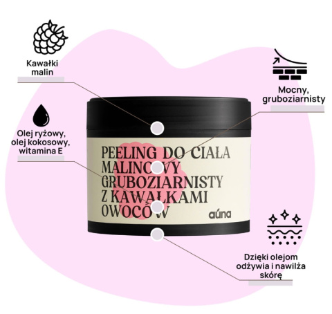 Gruboziarnisty scrub do ciała malina 300 ml z kawałkami malin Gruboziarnisty scrub do ciała malina 300 ml z kawałkami malin