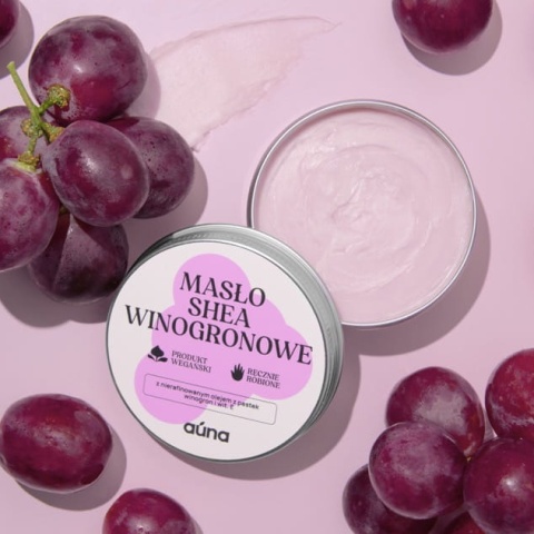 Masło shea z olejem z pestek winogron – ujędrnienie, młodość i zapach winogron Masło shea z olejem z pestek winogron – ujędrnienie, młodość i zapach winogron