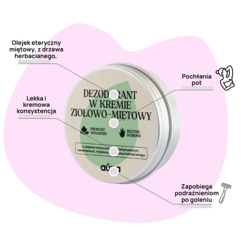 Miętowy, naturalny dezodorant w kremie Miętowy, naturalny dezodorant w kremie