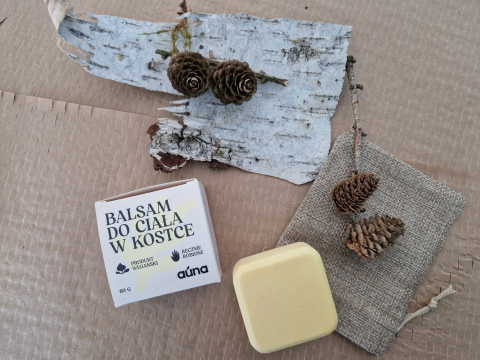 Zestaw - woreczek jutowy i balsam w kostce, zero waste Zestaw - woreczek jutowy i balsam w kostce, zero waste